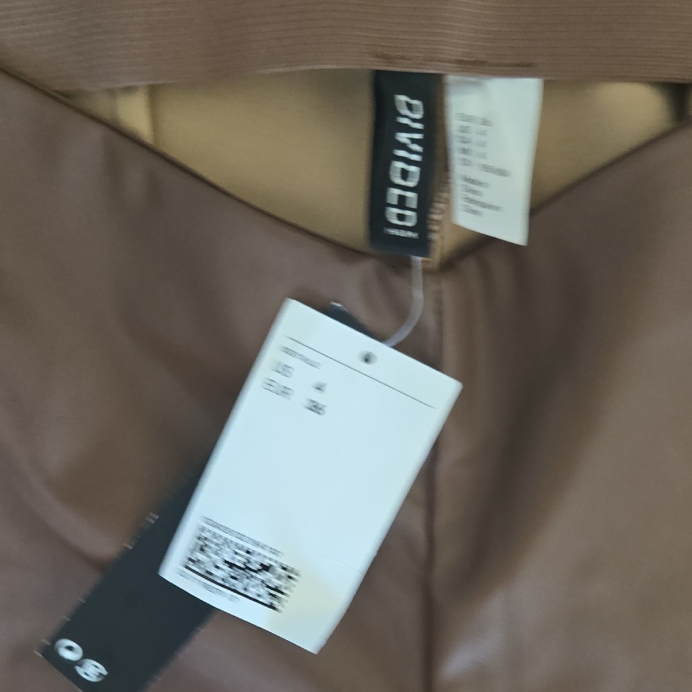 H&M Divided Faux Leather Flare Pants – Brown, Size 4 - Picture 7 of 11